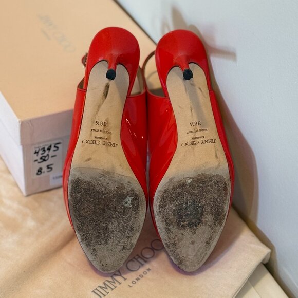 Jimmy Choo 133Nova Red Patent - Peep Toe - Size 8.5 - Picture 4 of 4